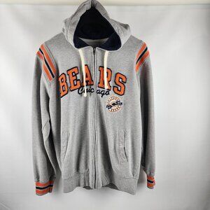 3 Four Hoodie Mens Large Gray Orange Chicago Bears Full Zip Hoodie